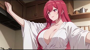 Anak Tiri Pulang Lebih Awal, Lihat Istri Bokap Masak Pake Baju Tipis Doang. Kureha Enomoto Cosplay Panas (buatan Ai)